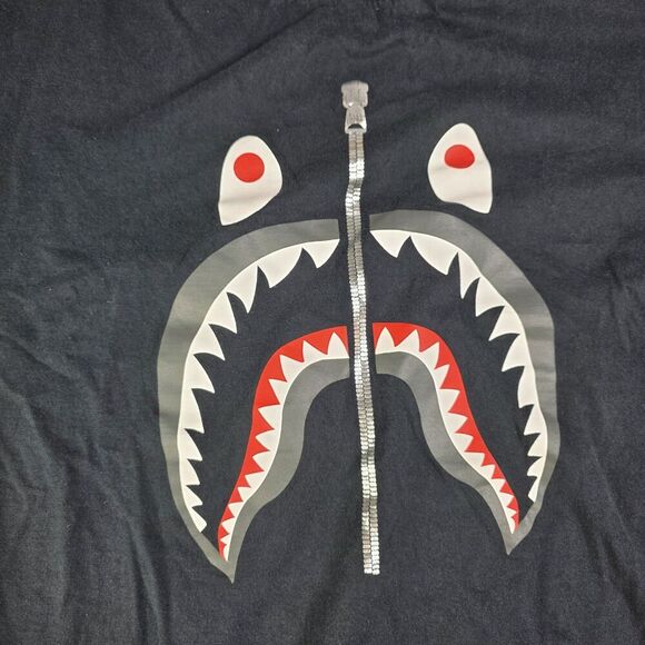 BAPE Shark Zipper A Bathing Ape Shirt Black Size 2XL - Picture 9 of 10